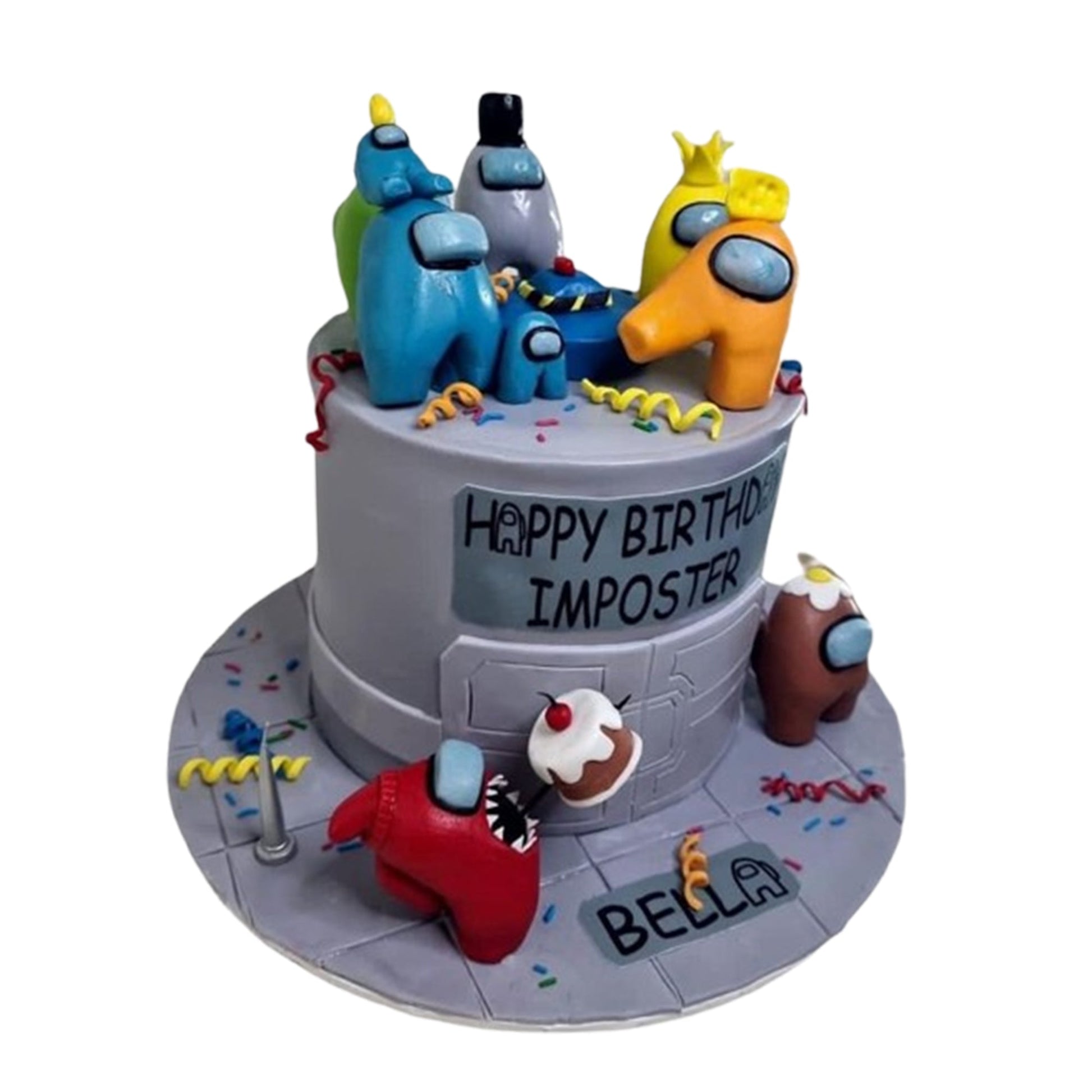 Sleek Among Us cake with fondant and buttercream finish