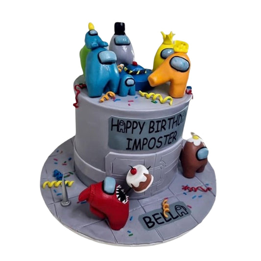 Sleek Among Us cake with fondant and buttercream finish