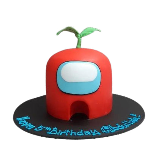 Custom Among Us cake with glow‑in‑the‑dark edible crewmates
