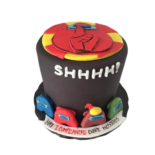 3D fondant Among Us crewmate cake sculpted for London delivery