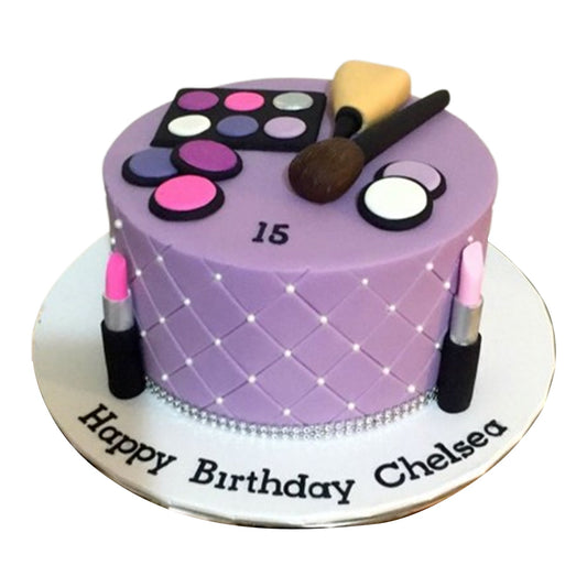 Handcrafted fondant lipstick tubes with intricate edible details, perfect for a makeup-lover's dream cake.